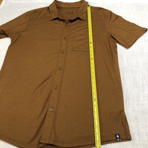 Smartwool Shirt Mens L Merinosport 150 Wool Blend Button Down Brown Short Sleeve - Picture 10 of 11